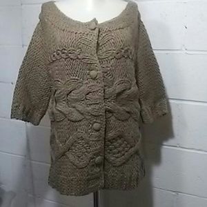 Soft Surroundings Sz L Chunky Cableknit Cardigan
